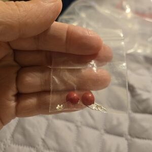 Elegant Red Ball Stud Earrings